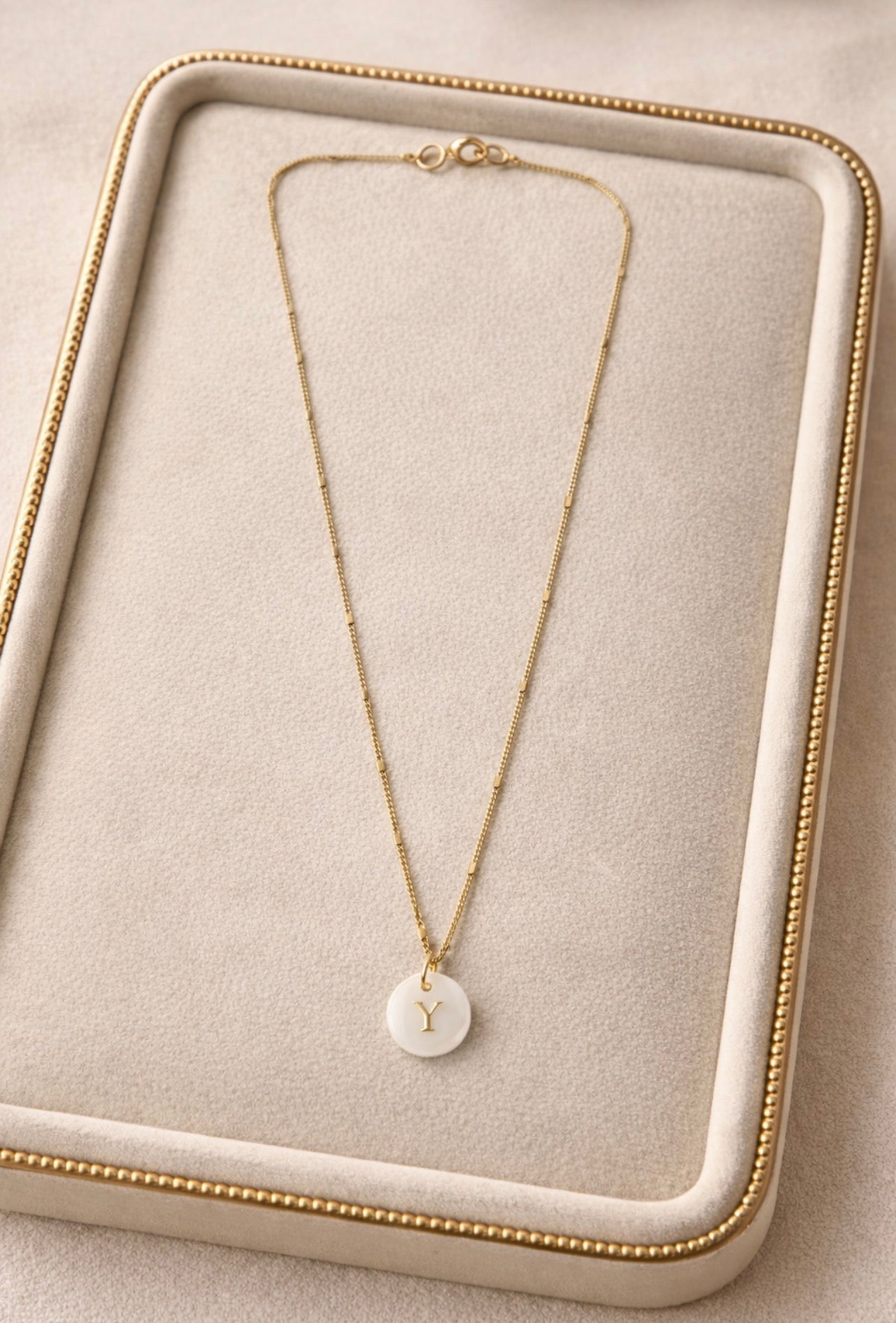 Genuine Fresh Water Shell Initial Necklace