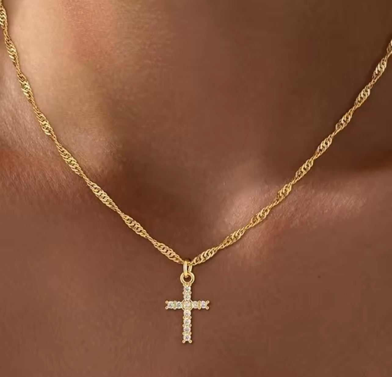 Dainty 18K Gold Plated Cross Necklace
