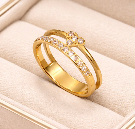 Double Layered Forever Heart Ring